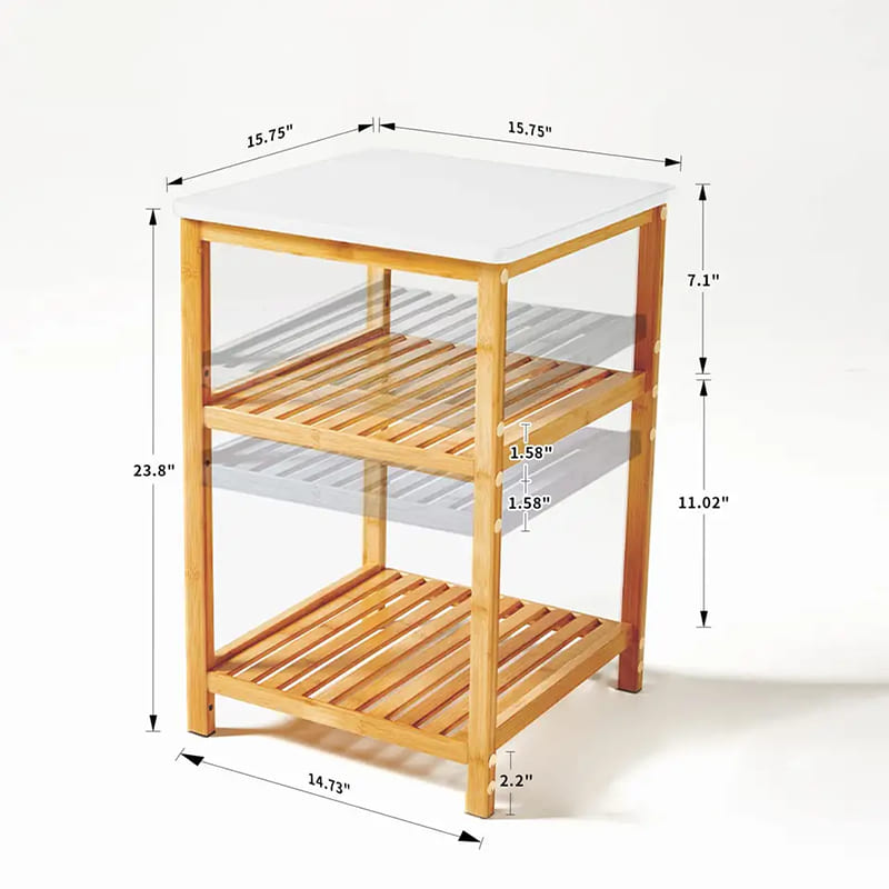 3nivåer bambu trä sängen bord modernnattbord rund sidans slut accent soffbordnatt stativ för vardagsrum sovrummet