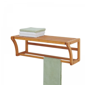 Bambu väggmonteringshylla med handdukstänger