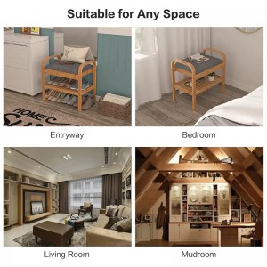 Korridor Display Shelf Organizer Storage Shoe Rack Bench Bamboo Shoe Bench