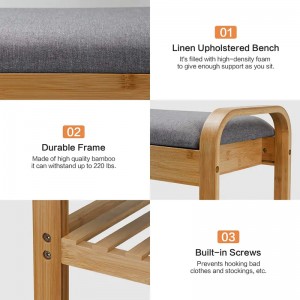 Korridor Display Shelf Organizer Storage Shoe Rack Bench Bamboo Shoe Bench