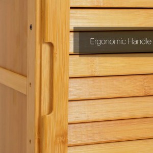 Efterbehandling av oberoende skåpdörr i bambu förvaringsskåp