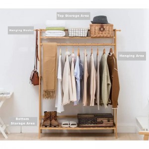 Tungt rack för att hänga bambu klädrockar golv bambu garderob