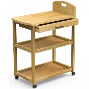 Öppna hyllan för butiksmatberedningsvagnar bambu förvaringshylla bil