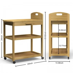 Öppna hyllan för butiksmatberedningsvagnar bambu förvaringshylla bil