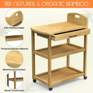 Öppna hyllan för butiksmatberedningsvagnar bambu förvaringshylla bil