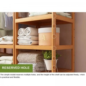 Tre lager förvaringsställ med solid ejektorhängare klädskärm Bambuställ