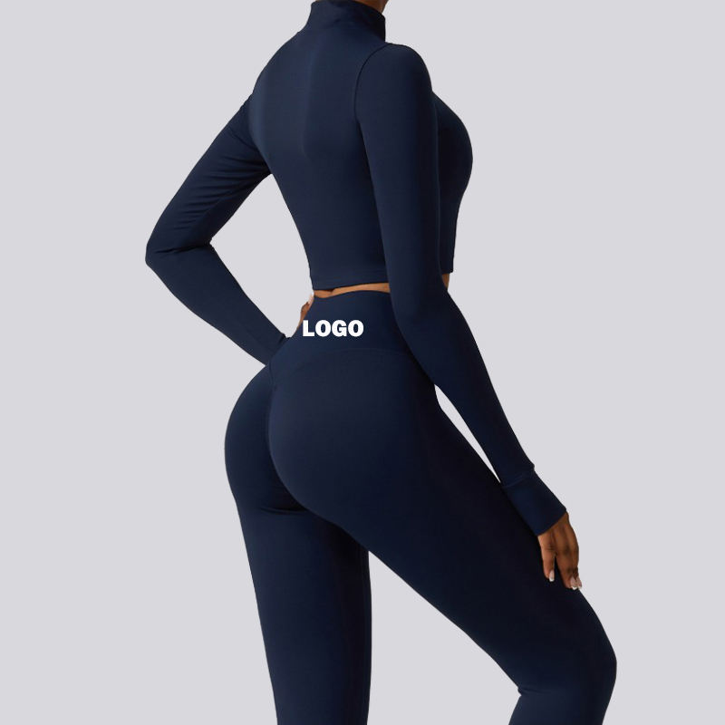 SC9281 3 stycken jacka sport bh leggings yoga kostym svart fitness leggings gym bär kvinnor set gymkläder zip topp aktivt slitage