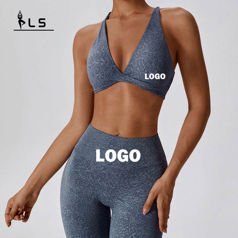 SC1054 YOGA SET Fitness Woman 2024 Sport Bh and Leggings Print Fitness Yoga Wear Gym kvinnlig uppsättning