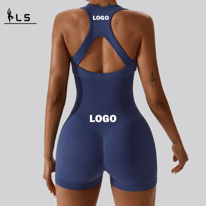 SC1073 One Piece Ribbed Spaghetti Strap Bodycon Custom Bodysuit Women Jumpsuit Rompers Seamless