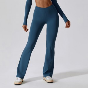 SC1096 Hög midja solid fyrvägs stretch leggings för kvinnor skjuter upp skrapa rumpa flare leggings yoga byxor för kvinnor