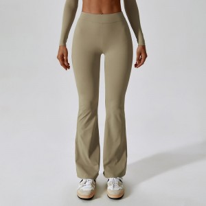 SC1096 Hög midja solid fyrvägs stretch leggings för kvinnor skjuter upp skrapa rumpa flare leggings yoga byxor för kvinnor