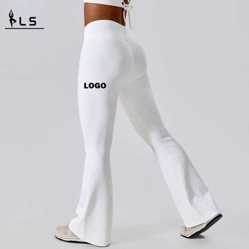 SC10102 Anpassad logotyp sömlösa flare leggings för kvinna rumpa lyftar leggings sport flared yoga byxor