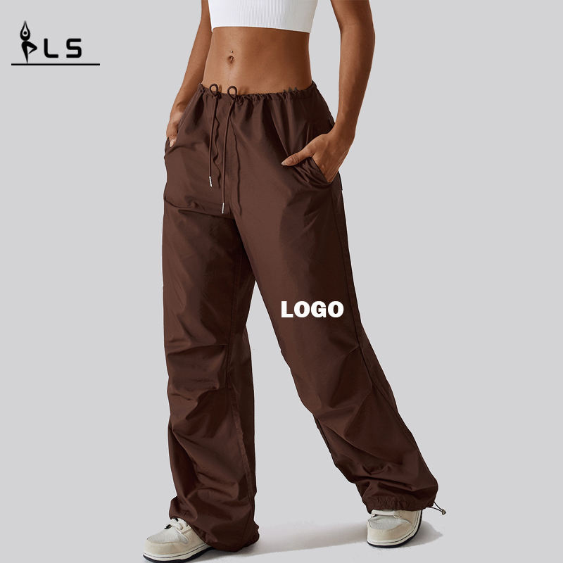 SC10113 Wide-Ben Casual Pants Women's American Style DrawString raka overaller baggy byxor