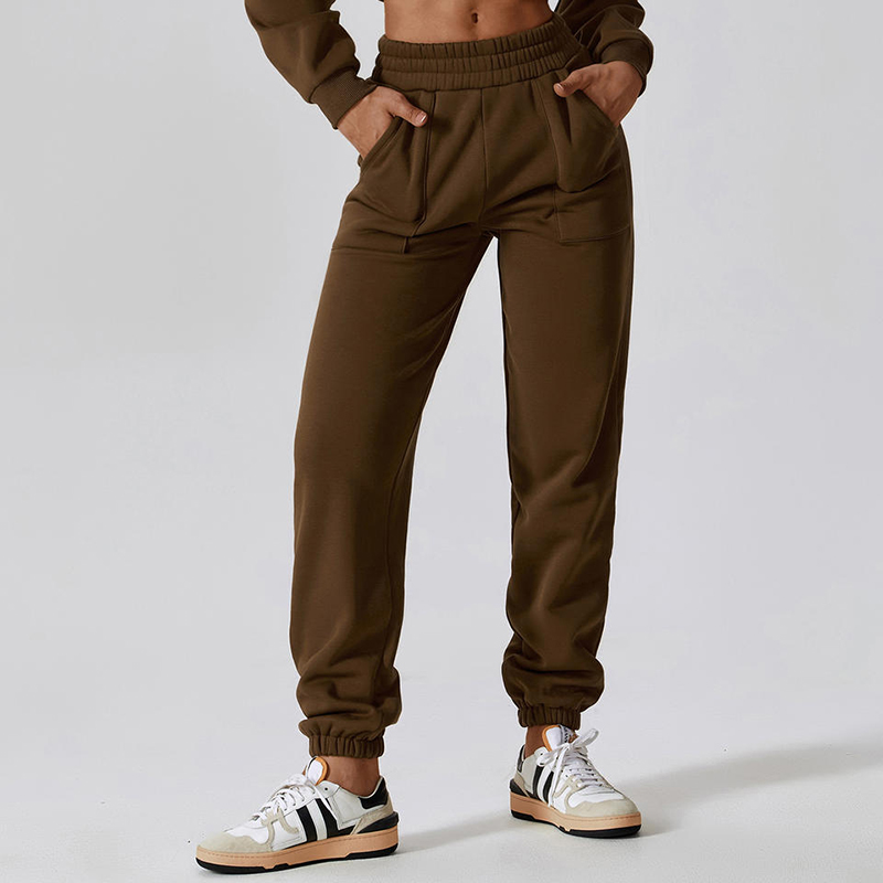 SC10114 Kvinnor fleece elastisk midja varm lös jogger vinter tröjor sport termiska löpande byxor