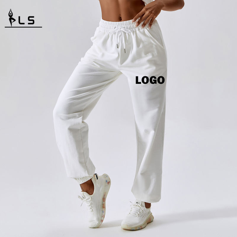 SC10129 Solid Elastic midja Sweatpants Women's Baggy Sports Loose Pants Joggers High midjebyxor