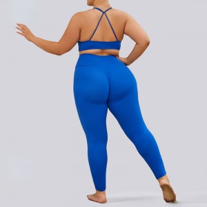 SC1068 Big Size Set Yoga Conkomunto Plus Size Solid Yoga Pants Stretch Legings Sport Set Yoga Suit