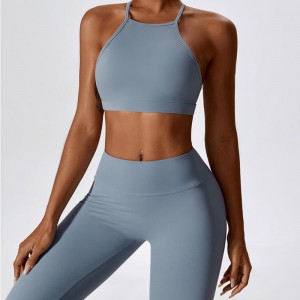 SC10183 Comfort Fitness Yoga Sexig justerbar sportbh -halter Ladies Halter Neck Cross Back Sports BH för kvinnor