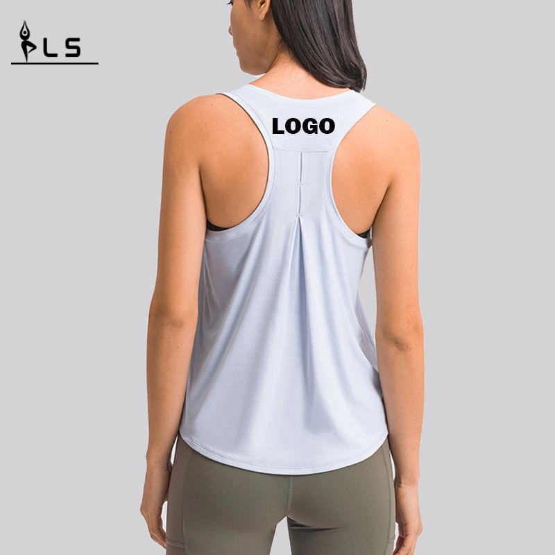 SC10256 Ladies Tank Tops Spring Fashion Loose Blus Yoga Vest Tank Topps Womens Yoga Tank Top Open Back Back