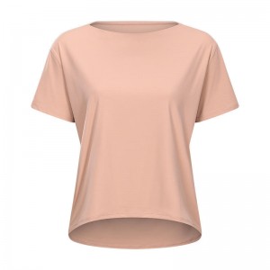 SC10266 Anpassad logotyp Yoga Shirt Cutout Workout Pullover Yoga Shirt Kort ärm Sport Yoga Workout Loose Quick Dry T Shirt Kvinnor