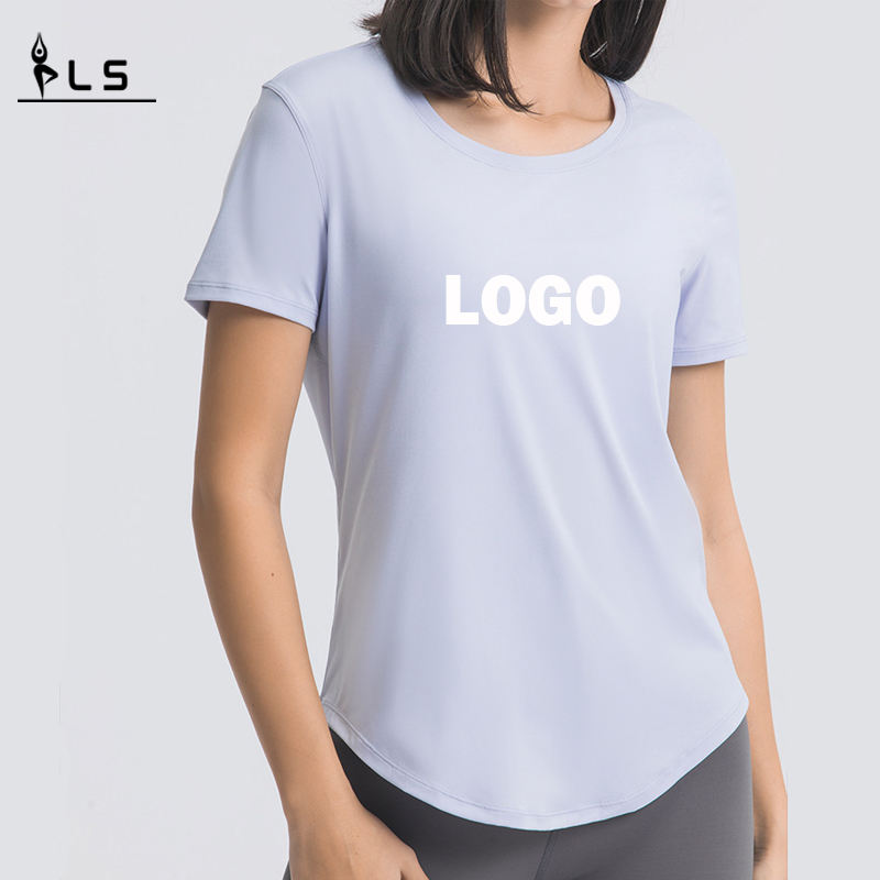 SC102611 Försäljning andas snabb torkning Leisure Yoga T-shirts Kort ärm Sport Yoga Workout Loose Quick Dry T Shirt Kvinnor