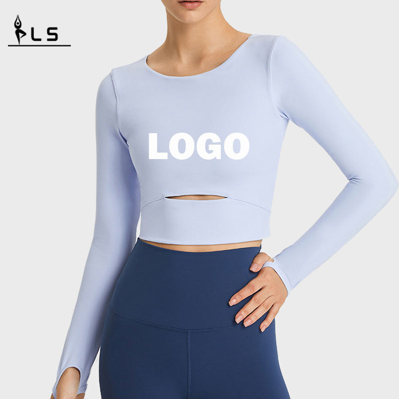 SC10275 Tät montering Långärmad Yoga T-shirt Kvinna Yoga Tee Shirt Crop Tank Gym Långärm Yoga Tops T-shirt