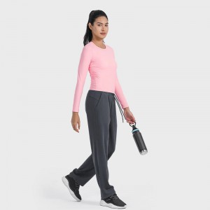 SC10271 andningsbar yogaborta topp gym fitness tight t shirt långärmad körning rundhals t-shirts