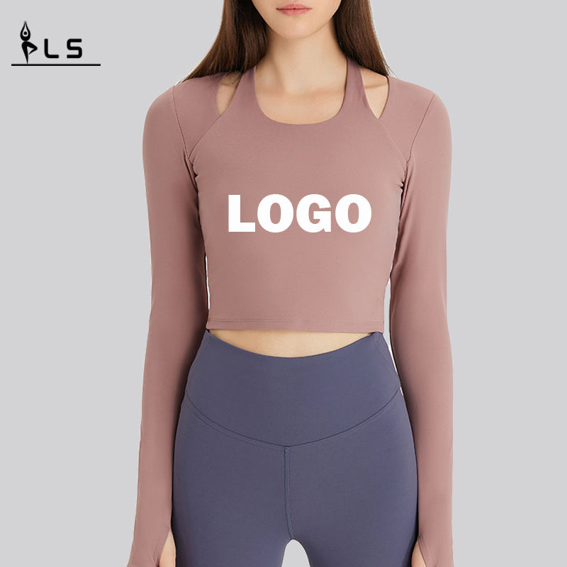 SC10273 Anpassad logotyp Yoga T-skjortor Fitness Running Round-Neck T-Shirts Shirt Woman Long Sleeve Sports Shirt for Women