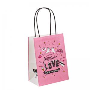 Partihandel Kraft Paper Bag Black Gift Shopping Paper Bag med logotyp för kläder Anpassad förpackningsväska