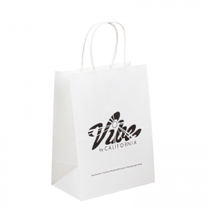 Anpassad återvinningsbar Kraft Paper Bag med din egen logotyp, anpassad shopping papperspåse för mat med handtag