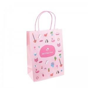 Miljövänlig återvunnen svart vit mat takeaway förpackning hantverk papperspåse butik gåva shopping brun kraft papper väska med handtag