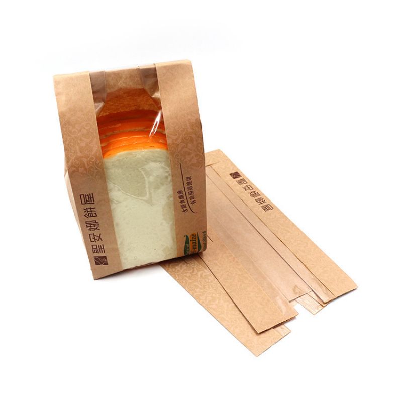 Matklassfettsäker Kraft Paper Pouch med fönster för croissant