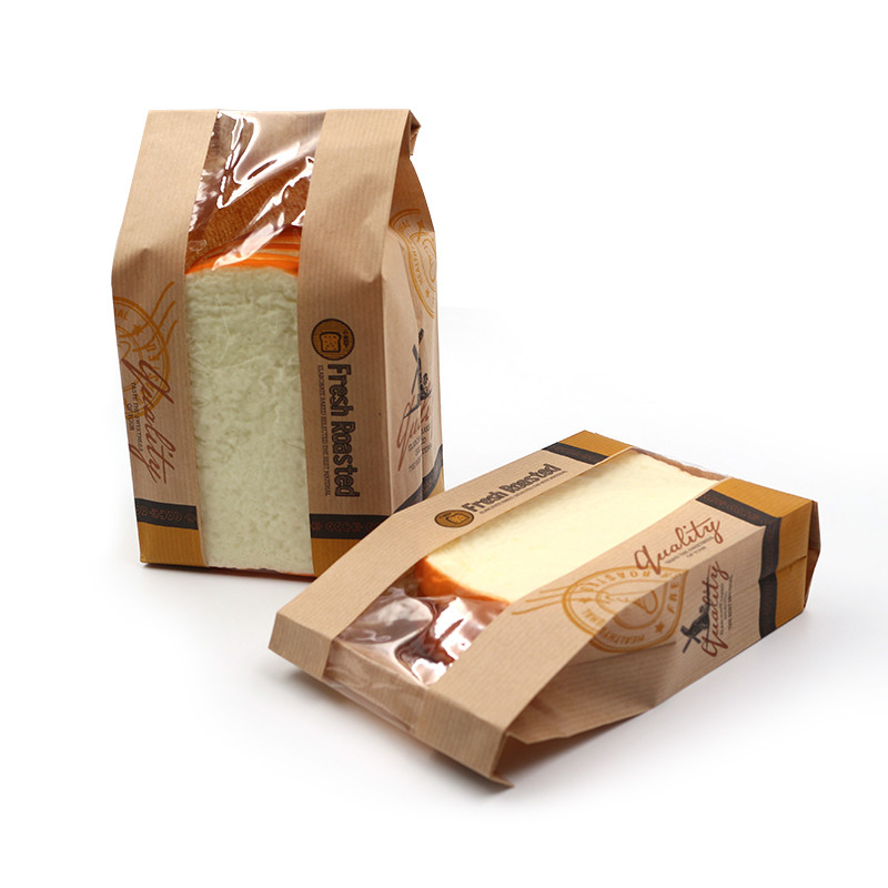 Kraftpappersförpackningspåsar med flera storlekar miljövänliga biologisktnedbrytbara för att ta bort bröd
