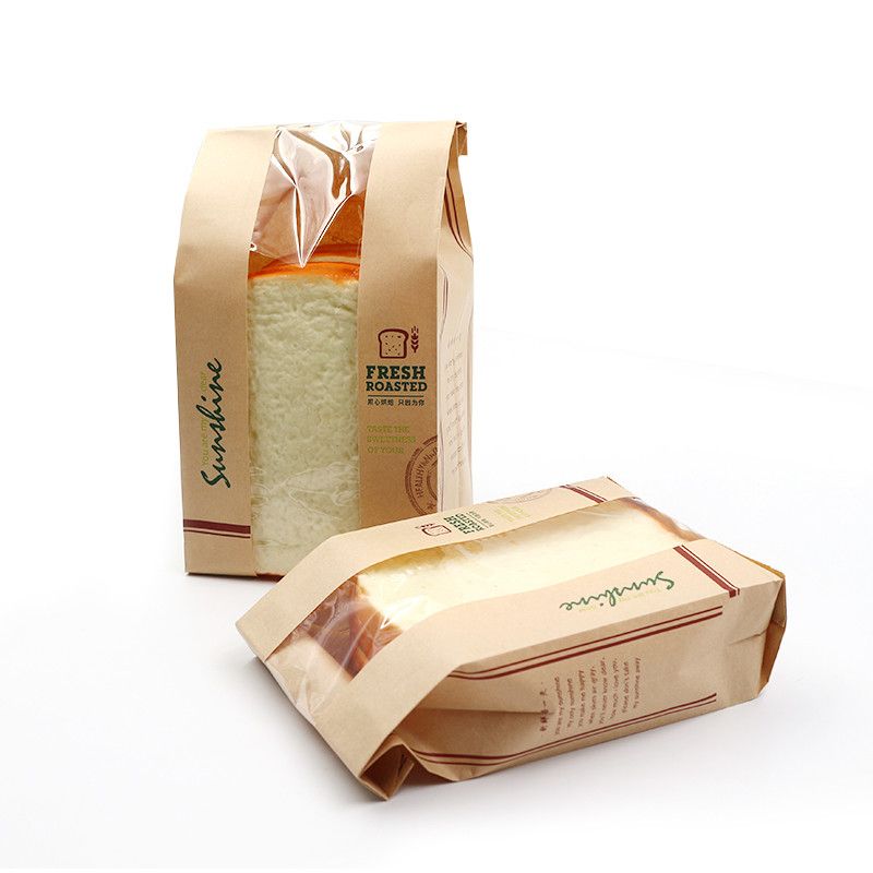 Brown Bread Kraft Paper Packing Påsar med fönster FCS SGS FDA -certifierade