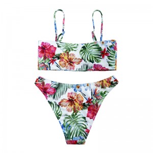 Casual Comfort Halter Ethnic Style tryckt tvådelar baddräkt