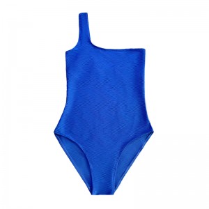 One-Shulder Blue Mönster Special Tyg One-Piece Swimsuit