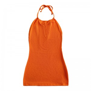 Orange ruffle tyg halter rem klänning baddräkt
