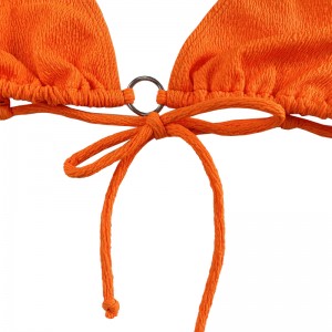 Orange Ruffled Fabric Loop Rem Two-Piece Baddräkt