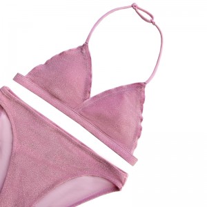 Barns hals flänsade triangelkopp tvådelar baddräkt söt