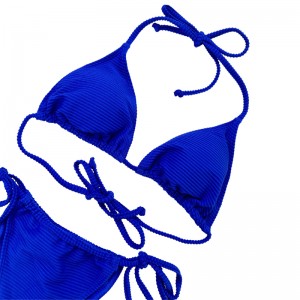 Preussian Blue Halter Strap Sexig Triangle Cup Tvådelad baddräkt