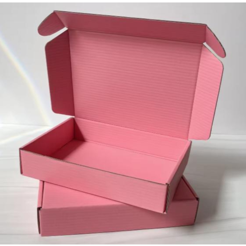 Anpassad logotyp rosa färg kosmetisk korrugerad förpackning mailer box fraktlåda papperslåda