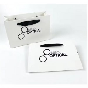 Tryckta papperspåsar kartong lyxig vit kraft papper presentpåse med bandhandtag för shoppingväska med din egen logotyp