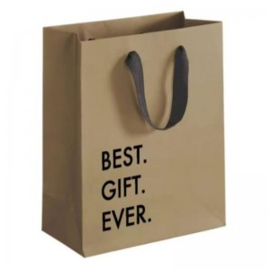 Biologisktnedbrytbar återanvändbar anpassad designlogotyp Tryckt Brown Kraft Craft Boutique Paper Shopping Väskor med bandhandtag