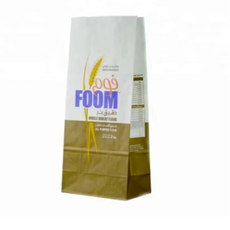 Ny stil 1 kg 2 kg vete mjöl sockerförpackning papperspåse