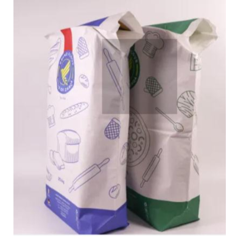Multilayers Kraft Paper Wheat Bakery Maida mjölförpackningspåse storlek 25 kg