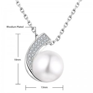 Hongde 925 Sterling Silver med diamanter och pärlor Ring&Halsband Anpassad Halsband Ring Set