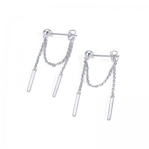 Hongde 18K guldpläterad 925 sterling silver dinglande kedjestift Cubic Zirconia Ball Threader Earscapes Örhängen