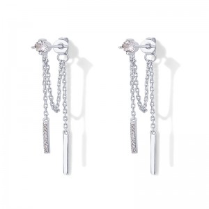 Hongde 18K guldpläterad 925 sterling silver dinglande kedjestift Cubic Zirconia Ball Threader Earscapes Örhängen