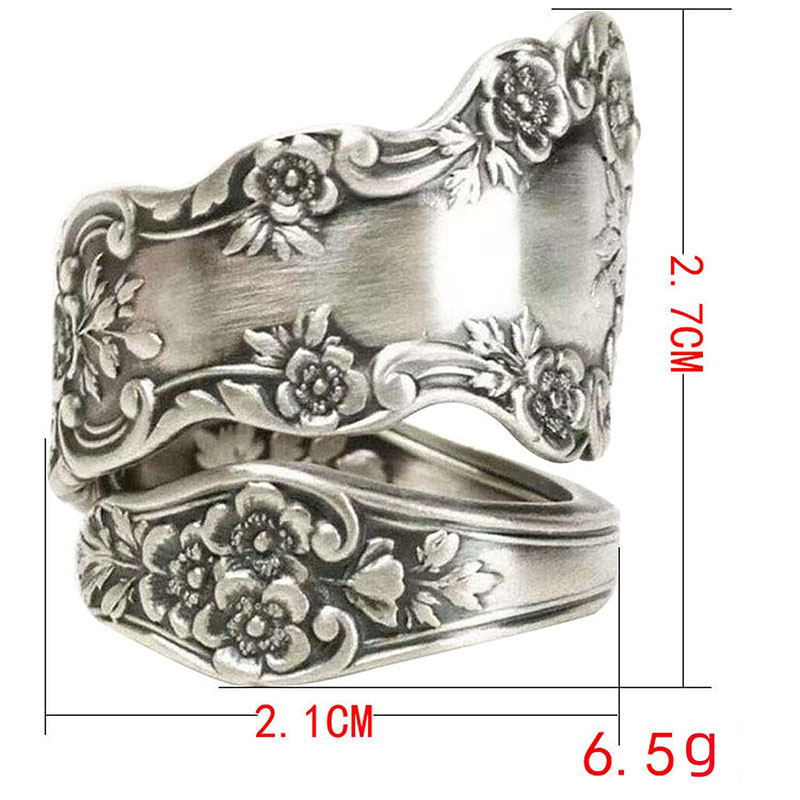 Hongde 925 Sterling Silver Oxiderad Sked Ring Justerbar Ring \