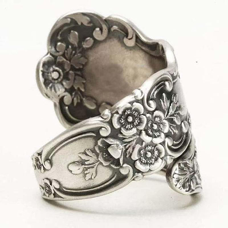 Hongde 925 Sterling Silver Oxiderad Sked Ring Justerbar Ring \