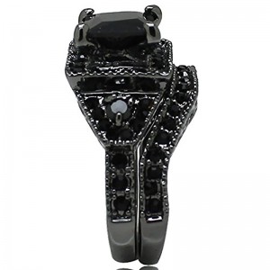 Hongde Black Onyx Princess Cut Anniversary Bröllopsbröllopsring Diamant för kvinna för man